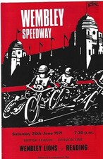 WEMBLEY V READING 26/6/1971 BLANK SPEEDWAY PROGRAMME