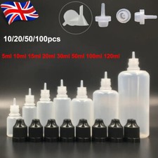5-120ml Empty Plastic Squeezable Dropper Bottles Care Liquid Droppers Black Caps
