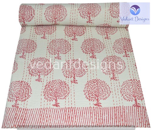 White bed runner kantha - white,