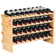 VEVOR 18-72Bottle Stackable Modular Wine Rack Bamboo Wood Display Shelf 2-8-Tier