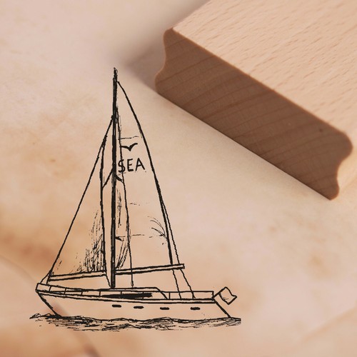 Stamp sailboat maritime - sailboat, sea