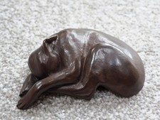 "Charlie Asleep" Dog Bronze Resin Sculpture by Deborah Scaldwell Moody