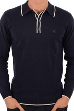 GABICCI Lineker Long Sleeve Men's Polo Shirt | Navy