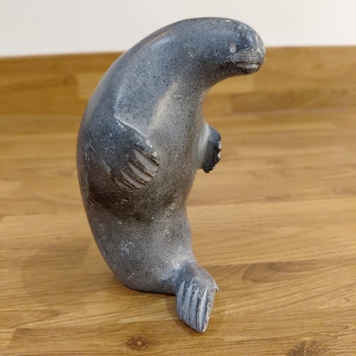 Signed inuit sea lion stone - signed,
