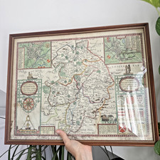 Original Large Map By John Speed of Warwickshire Hand Coloured Circa 1610