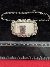Sterling Silver WHISKY Decanter Label. 13.4g. London 1966.