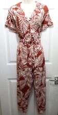 Ladies PRIMARK TERRACOTTA Floral Leaf Jumpsuit Holiday Size UK 12 EU 40 US 8