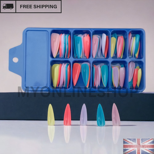 100pcs long fake nails - long,