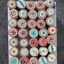 Vintage Wooden Cotton Thread Reels Multicoloured Bundle: Sylco,  Coats 35