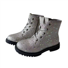 A2Z 4 Kids Girls Galaxy Glitter Winter Snow Boots Shoes PU Lace Up Ankle Shoes