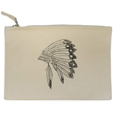 'Native American Headdress' Canvas Clutch Bag / Accessory Case (CL00038058)
