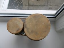 VINTAGE HAND PAINTED MOROCCAN DOUBLE CLAY & GOAT HIDE BONGO DRUMS 8" TALL 9" WID