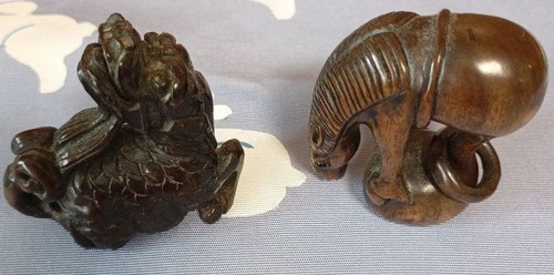 Japanese wooden netsuke - netsuke, shishi