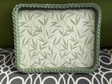 Large Painted Vintage Mid-Century Green Decorative Tray 46 x 38 Cm