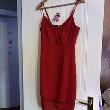Size 10 Red Strappy With Lace & Cutout Lipsy Michelle Keegan Party Dress