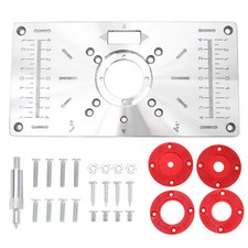 Router Table Insert Plate with 4x Router Insert Rings 1x Fixing Screws
