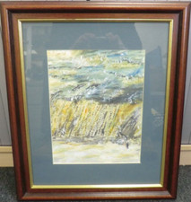 FRAMED WATERCOLOUR  Of Salmon Swimming Upstream Signed By Artist
