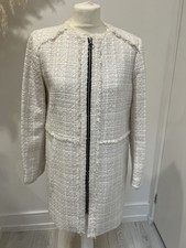 Zara Winter White Boucle Long Jacket M 