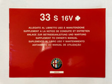 Alfa Romeo 33 S 16v Cloverleaf owners manual supplement 01/1991