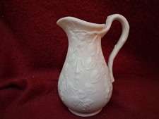 Miniature Victorian 1857 Ridgway Abington Parian Relief Moulded Jug Fushia 10cm