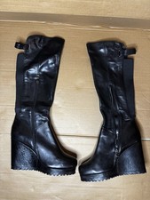 Dune Black Wedge Knee-High