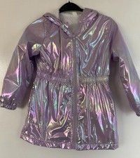 Girls Shiny Raincoat Age 6