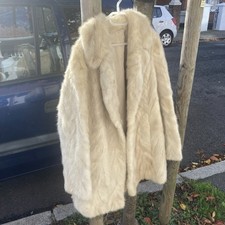 Silver white sapphire grey Chevron Real Mink Fur Coat 12 good clean condition 