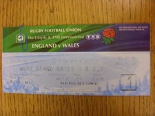 21/02/1998 Rugby Union Ticket
