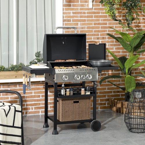 Gas burner grill with - 3+1,
