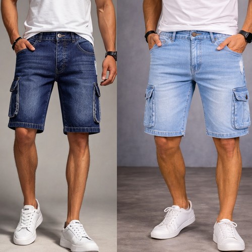 Mens cargo shorts combat denim - combat,