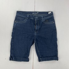 PER UNA Shorts 8 Indigo Blue Womens Cotton Blend Denim Knee Length M&S