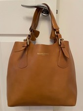 RUSSELL & BROMLEY Tan Leather Tote Handbad with Gold Hardwear (L)