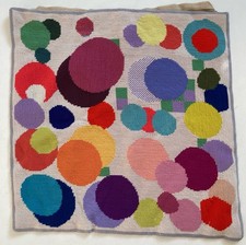 Vintage Completed Tapestry Canvas Circles Geometric Craft Projects 