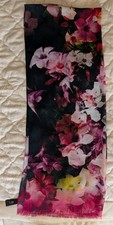 Womens Ted Baker Black Modal Scarf With Floral Detail
