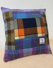 Harris Tweed Cushion 16x16 Inches 100% Wool Fabric Lovely Colours New Filled