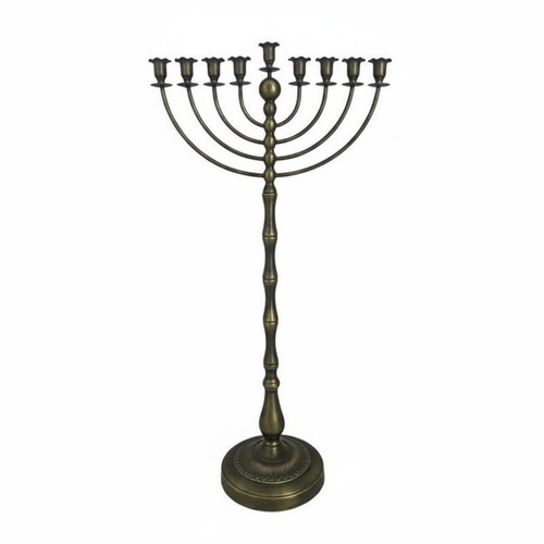 Antique bronze menorah stand - antique,