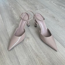 UK Size 3 Zara Nude Pink Patent Women’s Court High Heels