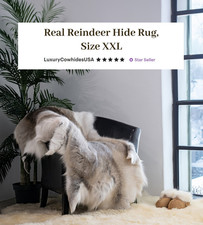 Greyish Genuine Reindeer Hide