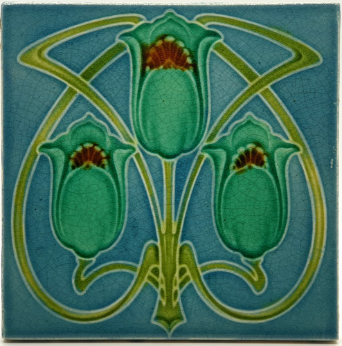 Art nouveau fireplace tile - art,