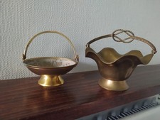 2 x BRASS BASKET ORNAMENTS
