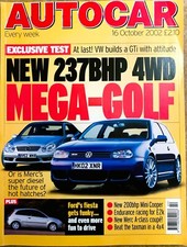 AUTOCAR MAGAZINE 16-OCT-02 - VW Golf R32, Maserati Coupe, Ford Fiesta Zetec 1.6