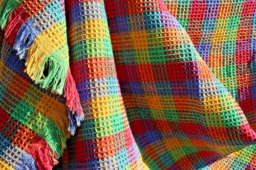 Fringe waffle knit rug - fringe,