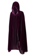 Unisex Velvet Hooded Cloak Robe Costume Fancy Dress Purple - (FD90)