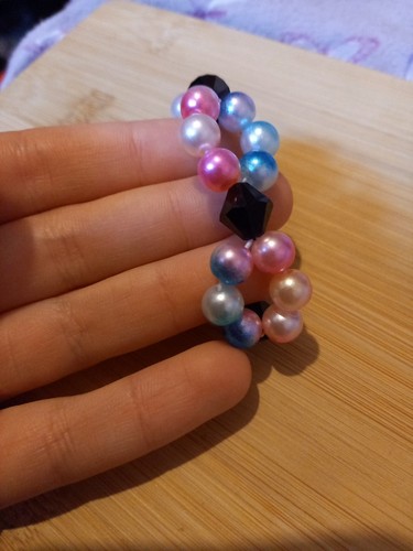 Pink and blue pearl bracelet - pink,