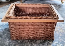 Wicker Storage Basket Pull Out Sliding Frame Kitchen Wicker Decor 42x45cm total