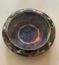 Lovely Royal Winton Large Black / Orange Lustre Bowl Decorated with Vines. c1930