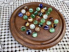 Antique Marble Solitaire Wooden Game.