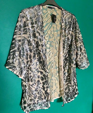 Ladies Silver Sequin New Wrap Jacket Lightweight Evening Party Womens UK Size  M