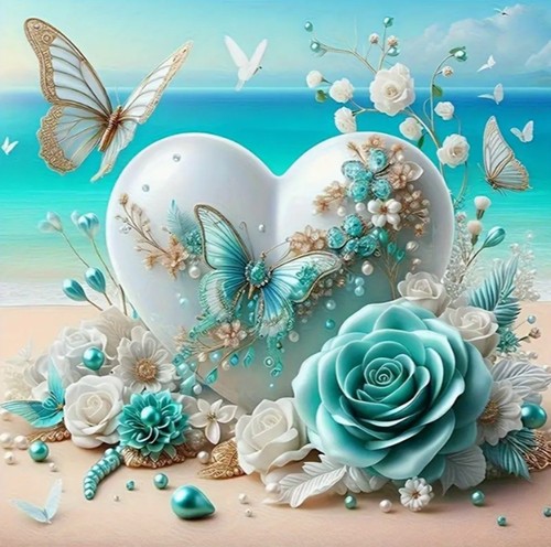 Beach butterfly scene diamond - scene,