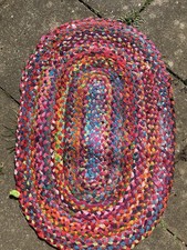 Oval Multicoloured Rug Cotton